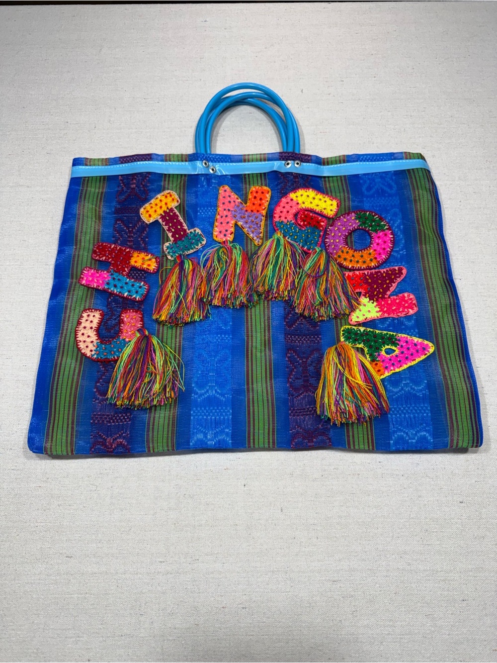 Vibrant Blue l Mexican sabucán or mercado-style tote bag
